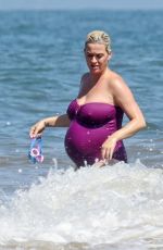 Pregnant KATY PERRY in Swimsuit at a Beach in Malibu 07/12/2020