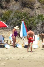 Pregnant KATY PERRY in Swimsuit at a Beach in Santa Barbara 07/26/2020