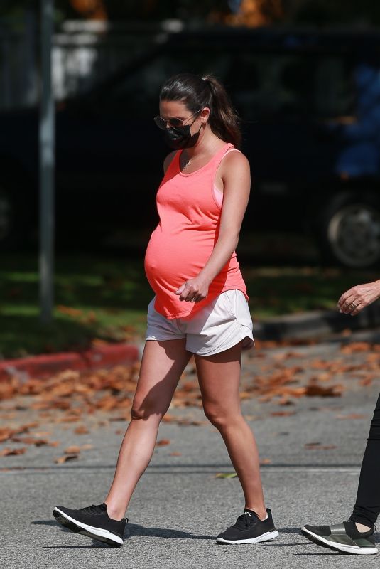 Pregnant LEA MICHELE Out and About in Santa Monica 07/28/2020