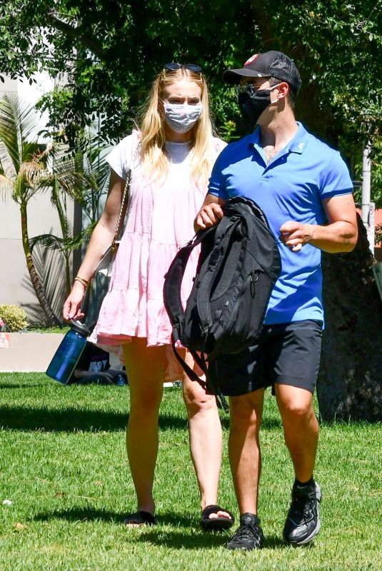 Pregnant SOPHIE TURNER and Joe Jonas at a Park in Studio City 07/06/2020