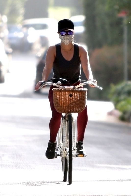 REESE WITHERSPOON Out Riding a Bike in Brentwood 07/11/2020