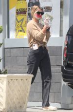 SOFIA RICHIE Wearing a Floral Print Mask at Gas Station in Malibu 07/22/2020
