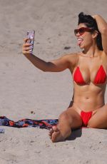 SUELYN MEDEIROS in a Red Bikini at a Beach in Malibu 07/01/2020