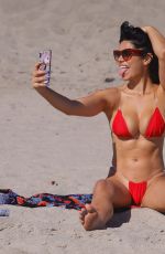 SUELYN MEDEIROS in a Red Bikini at a Beach in Malibu 07/01/2020