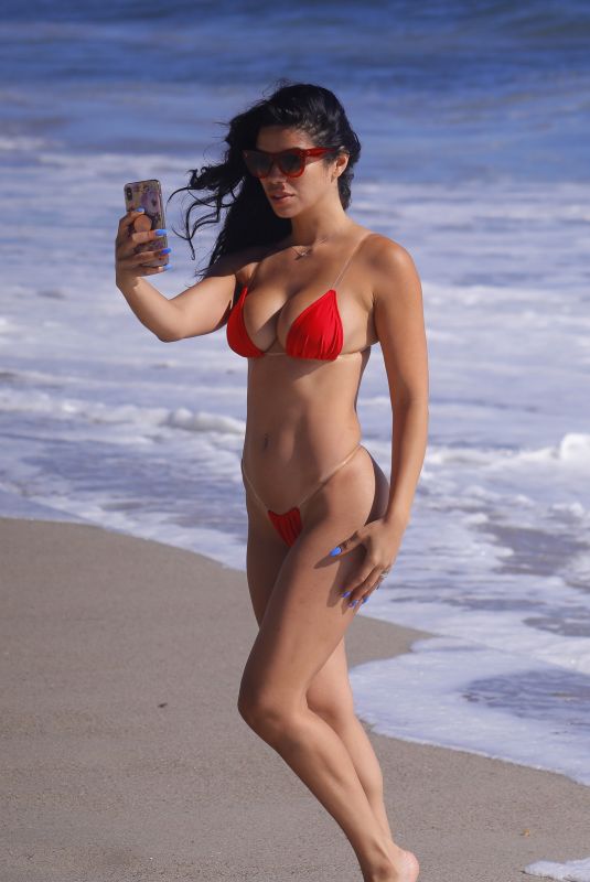 SUELYN MEDEIROS in a Red Bikini at a Beach in Malibu 07/01/2020