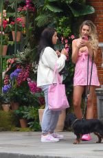 ZARA MCDERMOTT in a Plunging Mini Dress Out with a Friend in Chelsea 07/02/2020