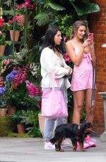 ZARA MCDERMOTT in a Plunging Mini Dress Out with a Friend in Chelsea 07/02/2020