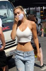 ALEXIS REN in Ripped Denim Shopping at Farmers Market in Los Angeles 08/16/2020
