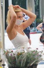 ALEXIS REN in Ripped Denim Shopping at Farmers Market in Los Angeles 08/16/2020