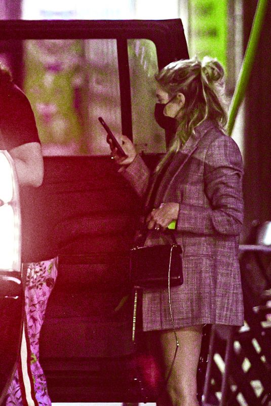 ASHLEY BENSON Out for Dinner with Friends at La Poubelle in Hollywood 08/24/2020