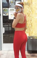 BLANCA BLANCO in a Red Leggings and Sports Bra Out in Los Angeles 08/23/2020