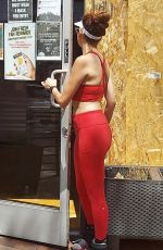 BLANCA BLANCO in a Red Leggings and Sports Bra Out in Los Angeles 08/23/2020
