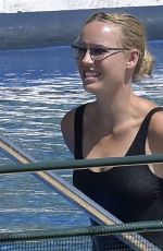 CAROLINE WOZNIACKI in a Black Swimsuit at a Pool in Italy 08/10/2020
