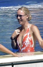 CAROLINE WOZNIACKI in Swimsuit at a Pool in Portofino 08/08/2020
