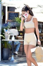 CHANTEL JEFFRIES in Tights Leaves Zinque Caffee in Los Angeles 08/29/2020