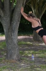 CHLOE CROWHURST Workout at a Park in Chigwell 08/22/2020