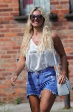 CHRISTINE MCGUINNES in Denim Shorts Out in Wilmslow 08/13/2020