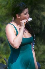 DAISY LOWE in a Green Dress Out with Her Dog in London 08/11/2020