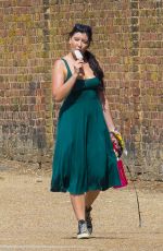 DAISY LOWE in a Green Dress Out with Her Dog in London 08/11/2020