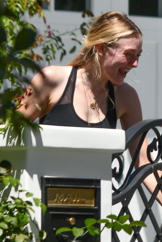 DAKOTA FANNING Outside Her House in Studio City 08/12/2020