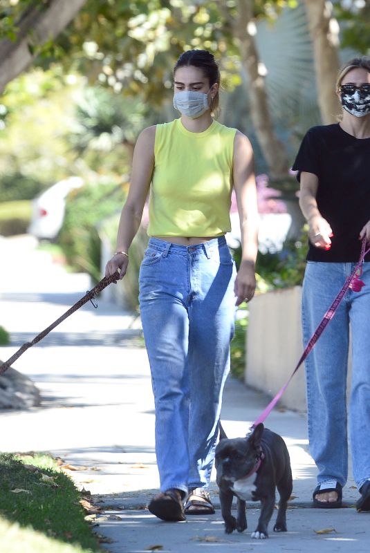 DELILAH and AMELIA HAMLIN Out with Their Dogs in Los Angeles 08/10/2020