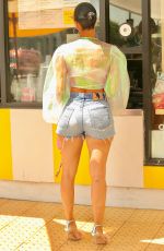 DRAYA MICHELE in Denim Shorts Out for Coffee in Hollywood 08/15/2020