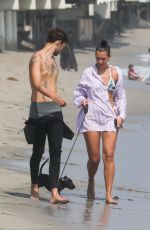 DUA LIPA in Bikini and Anwar Hadid Out with Their Dog at a Beach in Malibu 08/25/2020