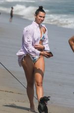 DUA LIPA in Bikini and Anwar Hadid Out with Their Dog at a Beach in Malibu 08/25/2020