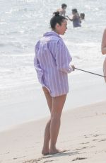 DUA LIPA in Bikini and Anwar Hadid Out with Their Dog at a Beach in Malibu 08/25/2020