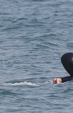 DUA LIPA in Wetsuit Boogie Boarding in Malibu 08/21/20