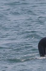 DUA LIPA in Wetsuit Boogie Boarding in Malibu 08/21/20