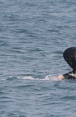 DUA LIPA in Wetsuit Boogie Boarding in Malibu 08/21/20