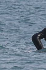 DUA LIPA in Wetsuit Boogie Boarding in Malibu 08/21/20