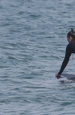DUA LIPA in Wetsuit Boogie Boarding in Malibu 08/21/20