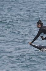 DUA LIPA in Wetsuit Boogie Boarding in Malibu 08/21/20