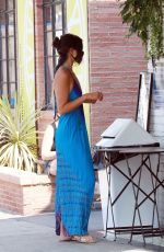 EIZA GONZALEZ in a Blue Jumpsuit at Alfred Coffee in Los Angeles 08/19/2020
