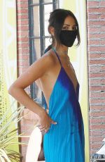 EIZA GONZALEZ in a Blue Jumpsuit at Alfred Coffee in Los Angeles 08/19/2020