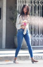 EIZA GONZALEZ in Tight Denim Out for Coffee in Studio City 08/28/2020