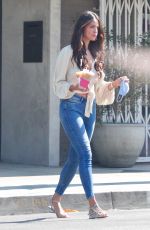 EIZA GONZALEZ in Tight Denim Out for Coffee in Studio City 08/28/2020