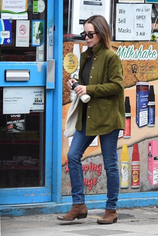 EMILIA CLARKE Shopping at Planet Organic in London 08/24/2020