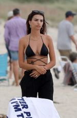 EMILY RATAJKOWSKI in Bikini Top on the Beach in Hamptons 08/25/2020