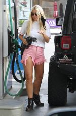 EMMA SLATER in Denim Shorts at a Gas Station in Los Angeles 08/04/2020