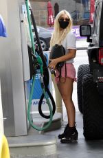 EMMA SLATER in Denim Shorts at a Gas Station in Los Angeles 08/04/2020