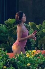 EVA LONGORIA in a Pink Swimsuit in Cabo San Lucas 08/27/2020