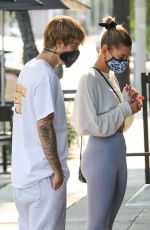 HAILEY and Justin BIEBER Waiting in Line at a Breakfast Joint in West Hollywood 08/20/2020