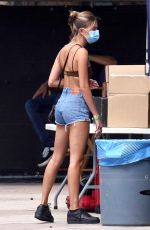 HAILEY BIEBER in Denim Shorts Arrives at a Studio in Los Angeles 08/18/2020
