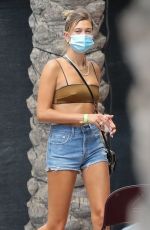 HAILEY BIEBER in Denim Shorts Arrives at a Studio in Los Angeles 08/18/2020