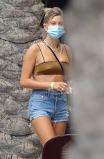 HAILEY BIEBER in Denim Shorts Arrives at a Studio in Los Angeles 08/18/2020