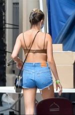 HAILEY BIEBER in Denim Shorts Arrives at a Studio in Los Angeles 08/18/2020