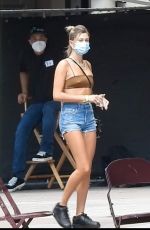 HAILEY BIEBER in Denim Shorts Arrives at a Studio in Los Angeles 08/18/2020